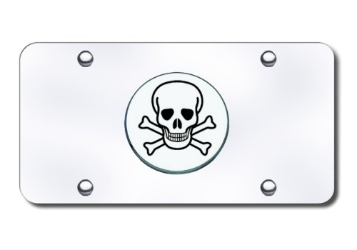 Au-Tomotive Gold Skull Crossbones Emblem Polished License Plate
